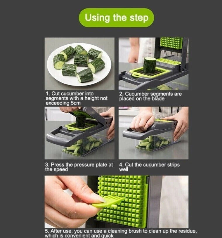 16-in-1 Multifunction Vegetable Chopper – Mandoline Slicer, Food Dicer, Onion Cutter, Fruit Slicer & Peeler for Fast Kitchen Meal Prep