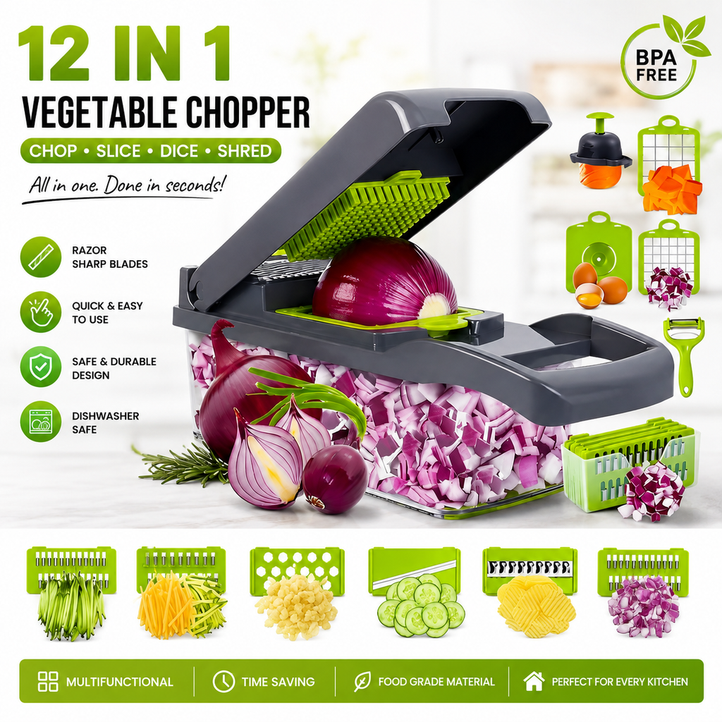 16-in-1 Multifunction Vegetable Chopper for Fast Kitchen Meal Prep