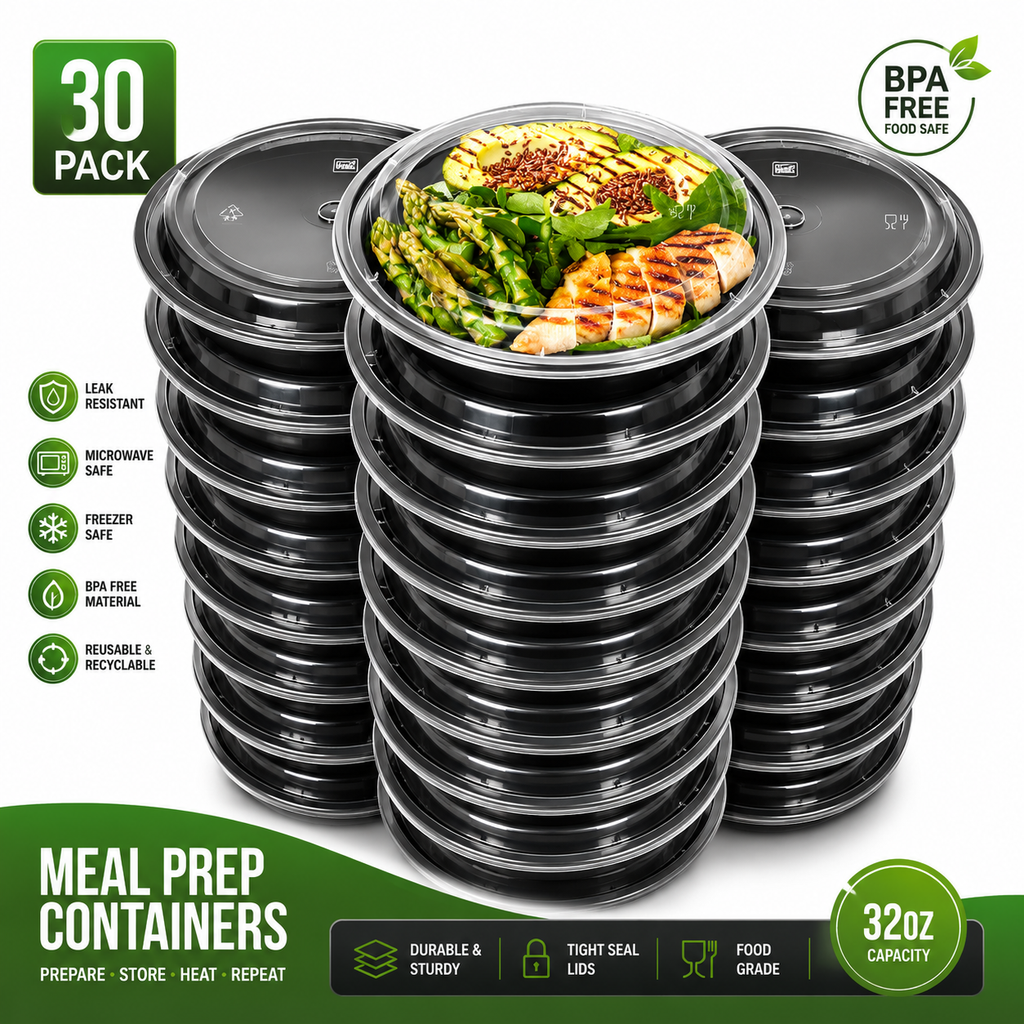 30-Pack Reusable Meal Prep Containers with Lids