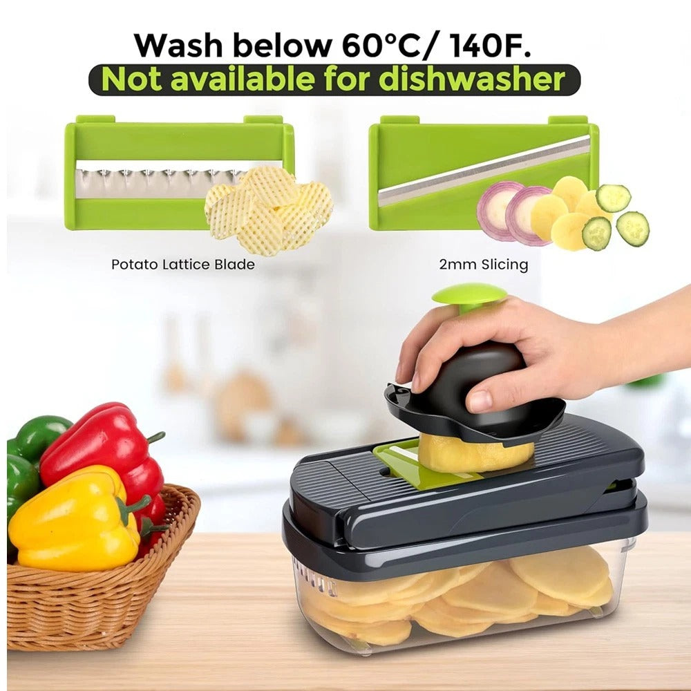 16-in-1 Multifunction Vegetable Chopper – Mandoline Slicer, Food Dicer, Onion Cutter, Fruit Slicer & Peeler for Fast Kitchen Meal Prep