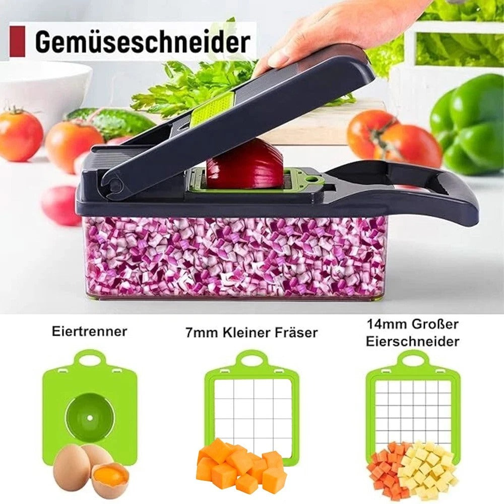 16-in-1 Multifunction Vegetable Chopper – Mandoline Slicer, Food Dicer, Onion Cutter, Fruit Slicer & Peeler for Fast Kitchen Meal Prep