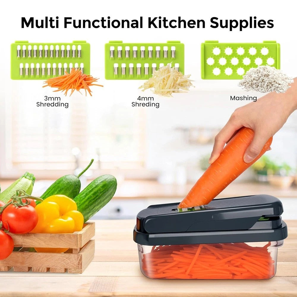 16-in-1 Multifunction Vegetable Chopper – Mandoline Slicer, Food Dicer, Onion Cutter, Fruit Slicer & Peeler for Fast Kitchen Meal Prep