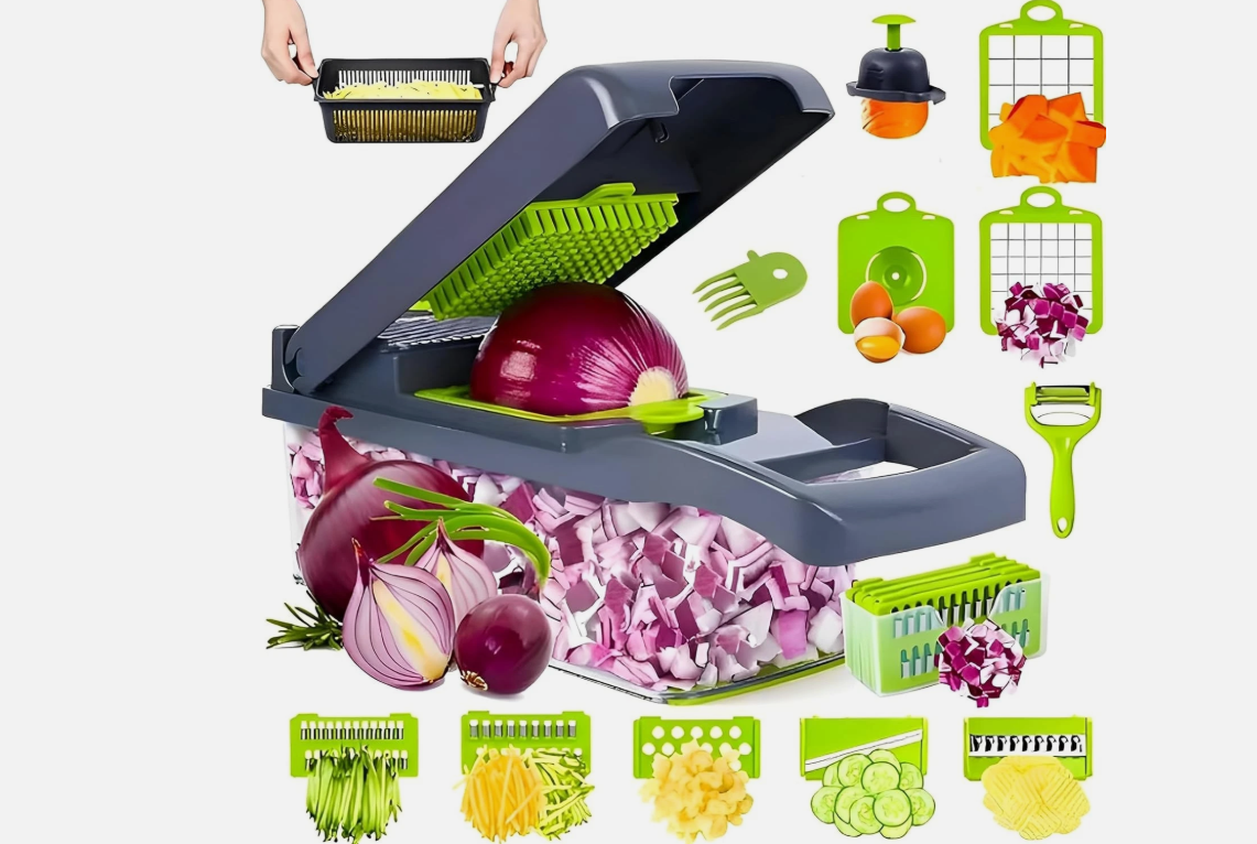 16-in-1 Multifunction Vegetable Chopper – Mandoline Slicer, Food Dicer, Onion Cutter, Fruit Slicer & Peeler for Fast Kitchen Meal Prep