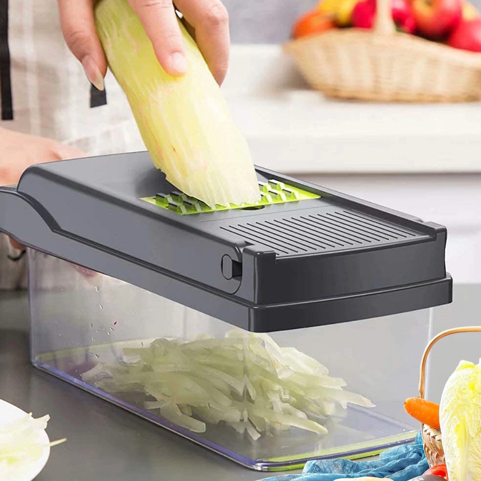 16-in-1 Multifunction Vegetable Chopper – Mandoline Slicer, Food Dicer, Onion Cutter, Fruit Slicer & Peeler for Fast Kitchen Meal Prep