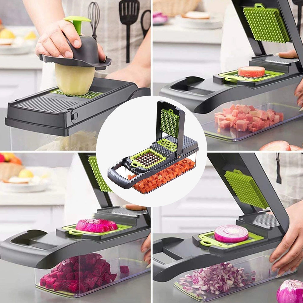 16-in-1 Multifunction Vegetable Chopper – Mandoline Slicer, Food Dicer, Onion Cutter, Fruit Slicer & Peeler for Fast Kitchen Meal Prep